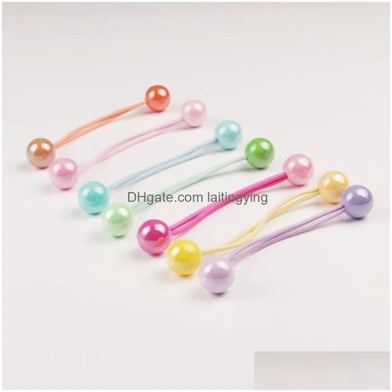 hair accessories 2pcs/lot ponytail ball ties for girls elastics hairband colorful twin bead pom balls rope kids