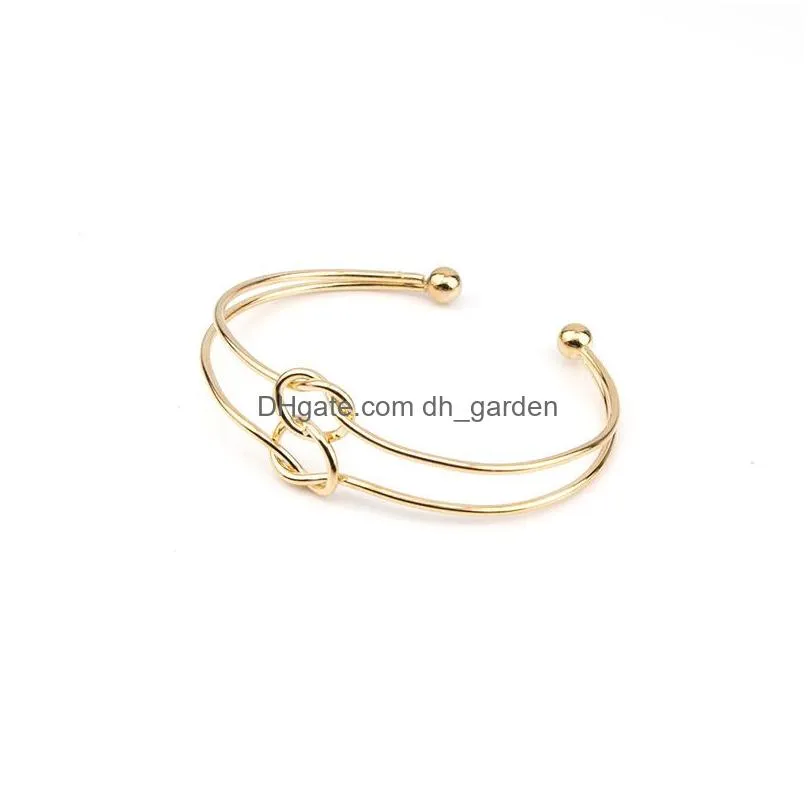 new popular 3pcs set womens fashion european bracelet simple double knot loop metal chain bracelet geometry bohemian jewelry wholesale