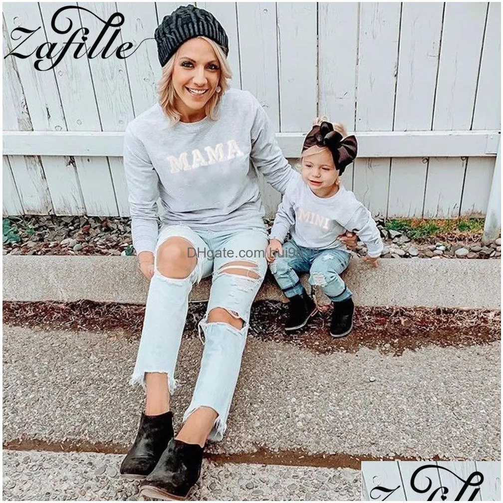 outfits family matching outfits zafille mother kids clothing autumn letter pink mom and daughter clothes casual son hoodies 230826