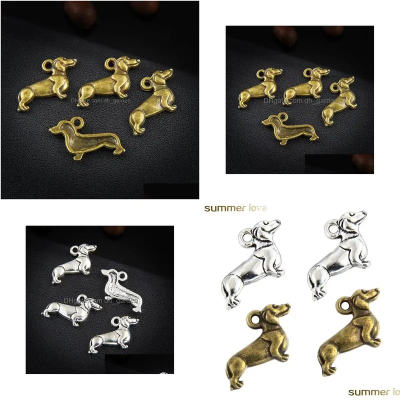 arrival lovely dog pendants jewelry charm fit necklace bracelets keychain sliver gold color jewelry charm for diy making