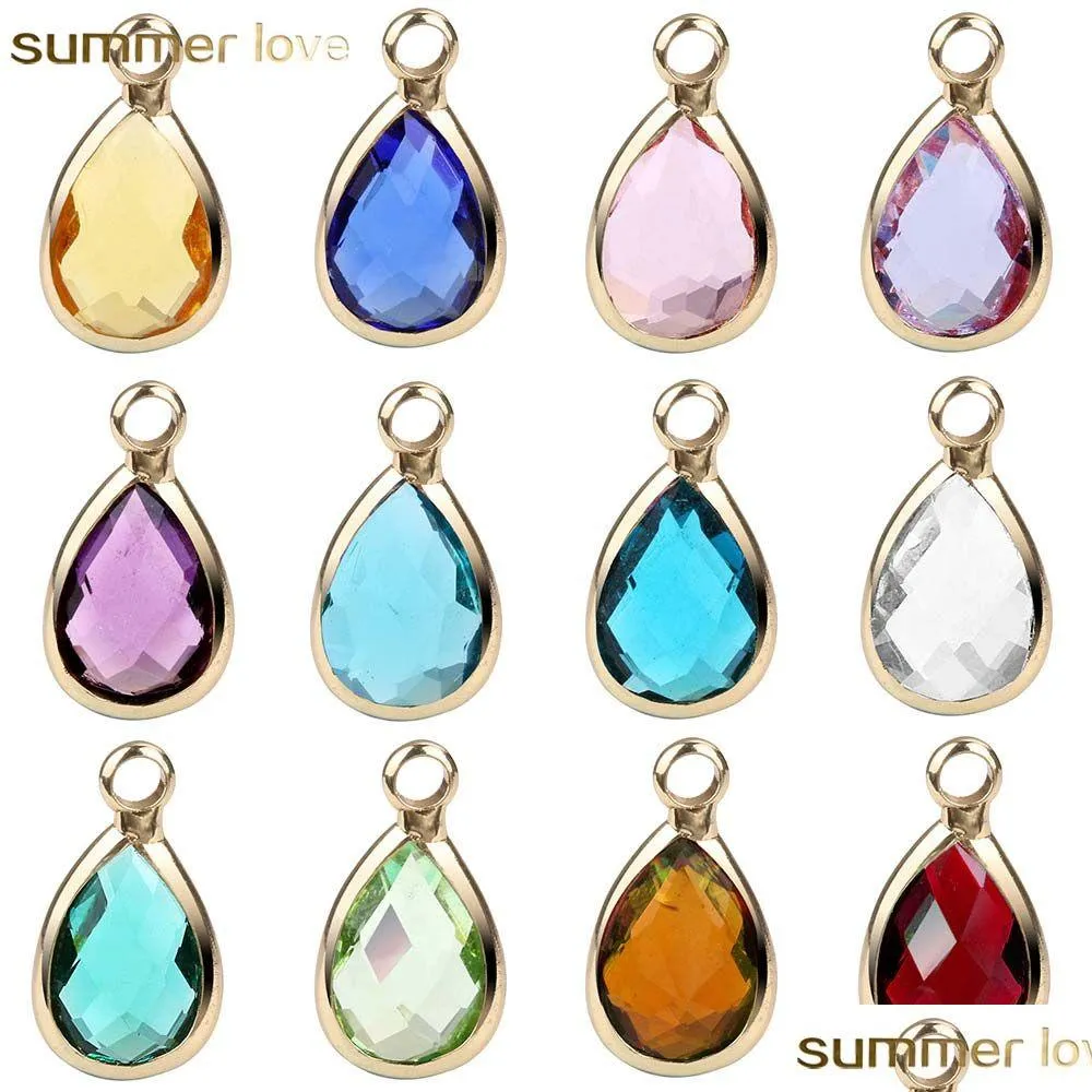 New Arrival Mix Colors Diy Crystal Birthstone Dangles Charms For Necklace Bracelet Jewelry Transparent Glass Pendants Accessories