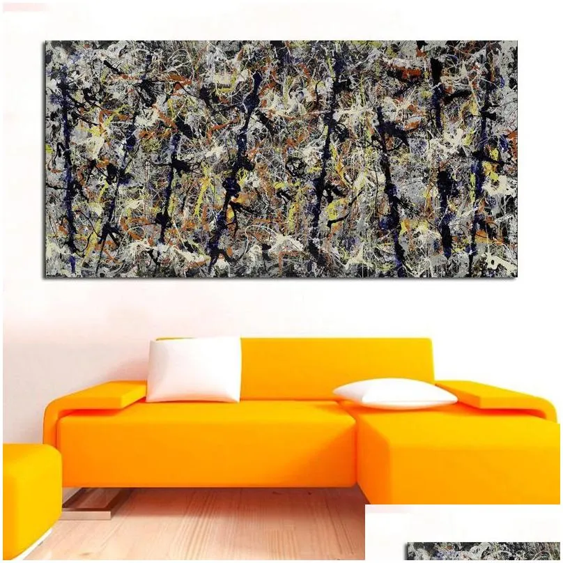 Paintings Large Size Wall Art Canvas Painting Abstract Poster Jackson Pollock Picture Hd Print For Living Room Study Decoration Drop D Dhn6Z