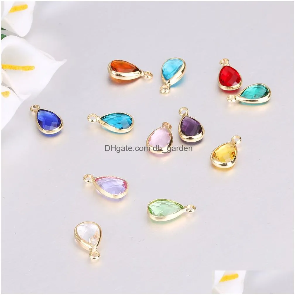 New Arrival Mix Colors Diy Crystal Birthstone Dangles Charms For Necklace Bracelet Jewelry Transparent Glass Pendants Accessories