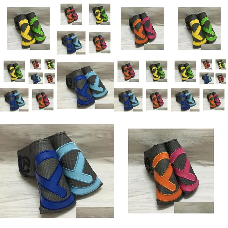 high quality t embroidery golf putter cover pu leather golf blade putter head cover 8 colors5875765