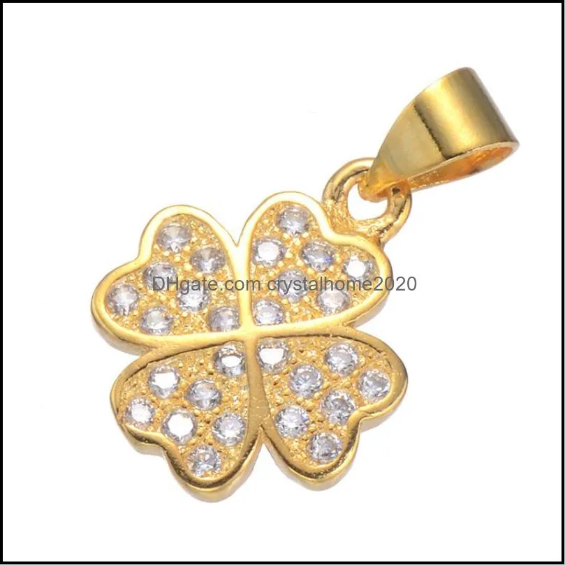 fashion cz micro pave clover charm pendant for necklace jewelry making
