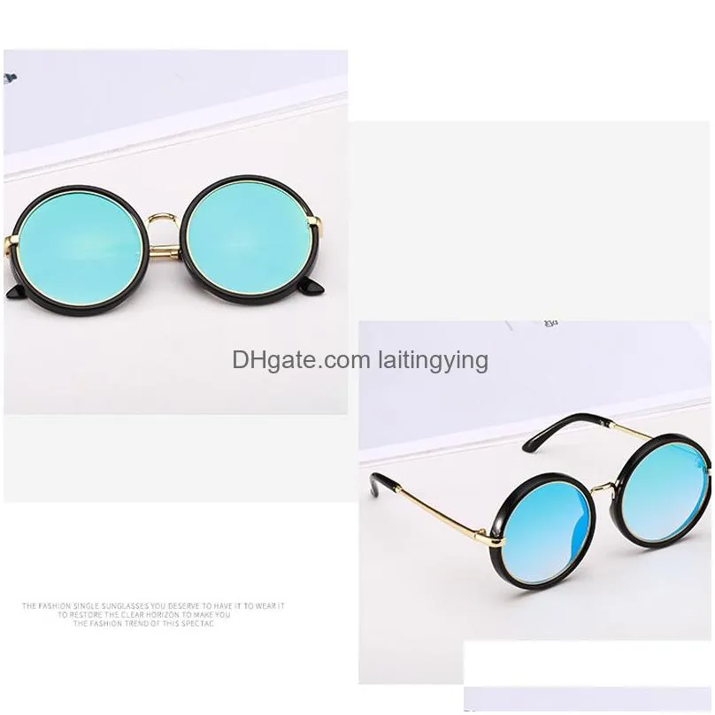 children goggle girls round cute alloy sunglasses fashion boys girls baby child classic retro lovely sun glasses