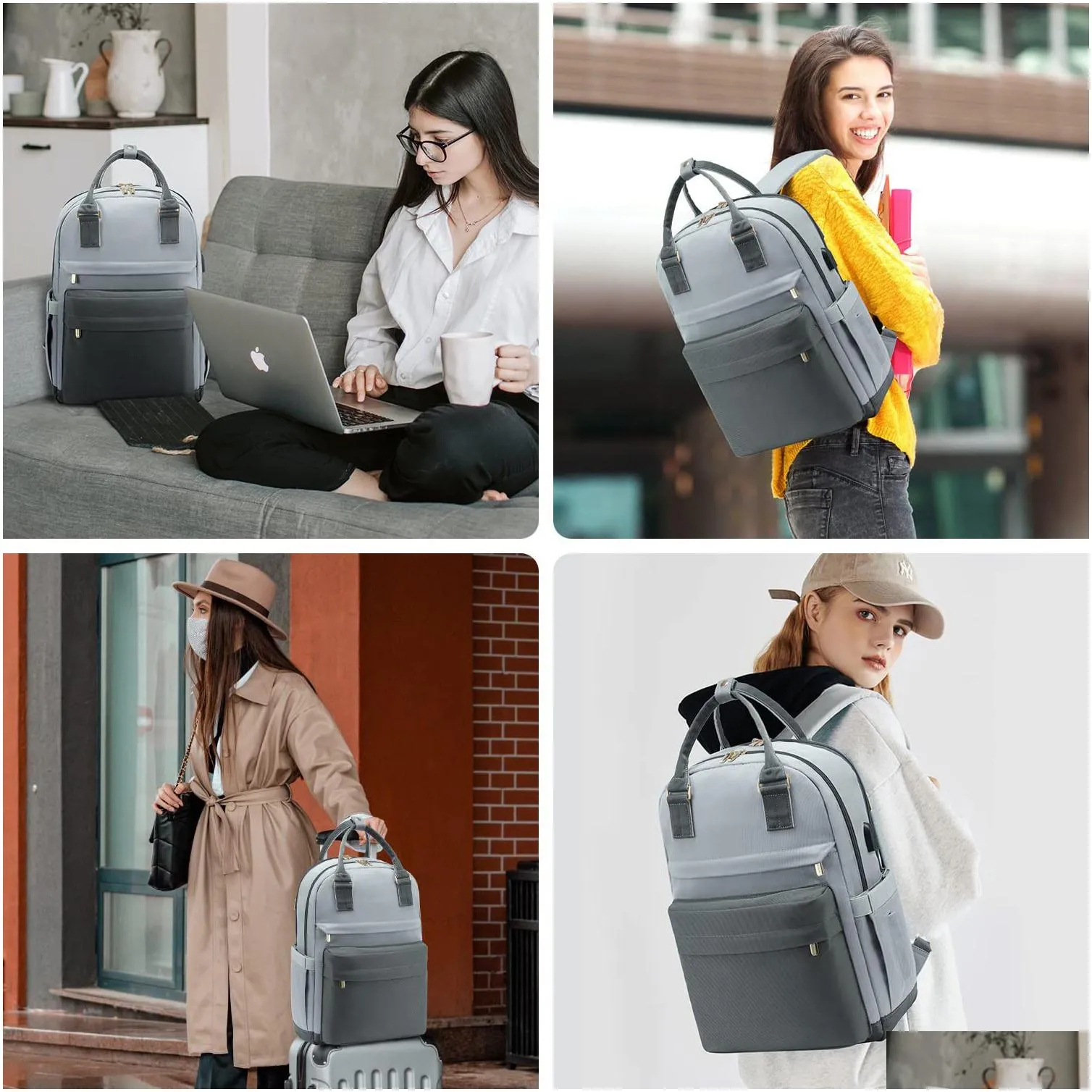 Backpack Classic Travel Backpack Men Women Business School Expandable Usb Bag Large Capacity Laptop Waterproof Fashion Un Man Lady Des Ot68H