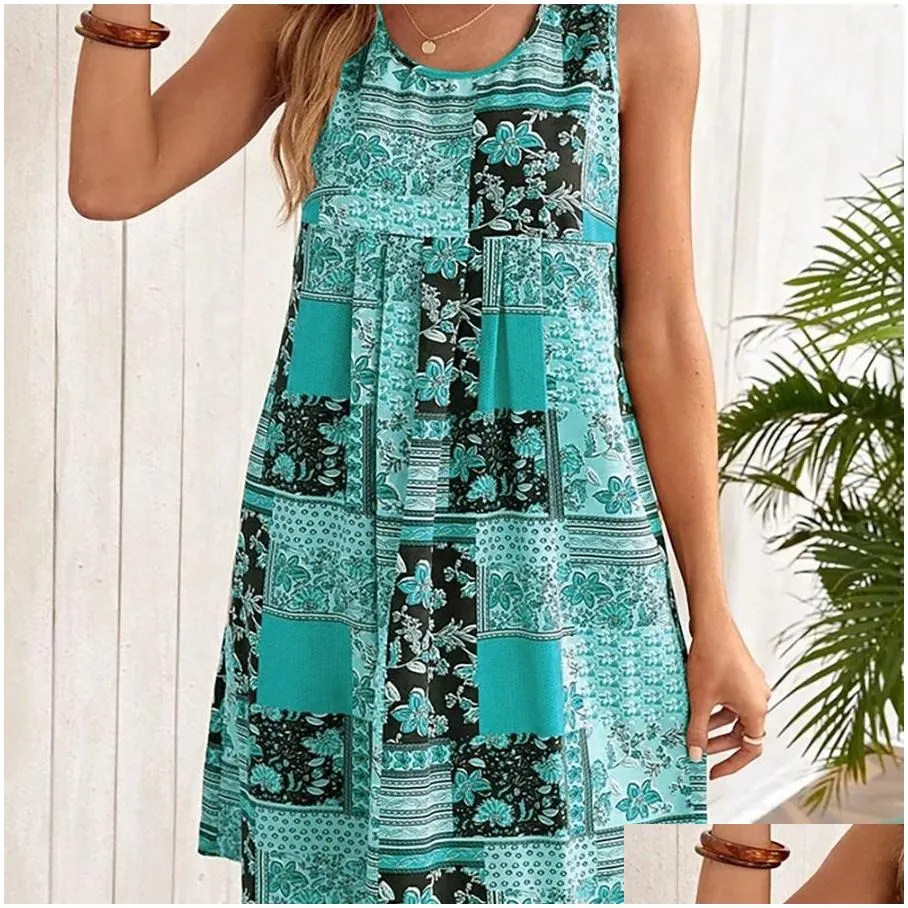 2024 spring and summer european and american cross -border womens womens trend printing dress women
