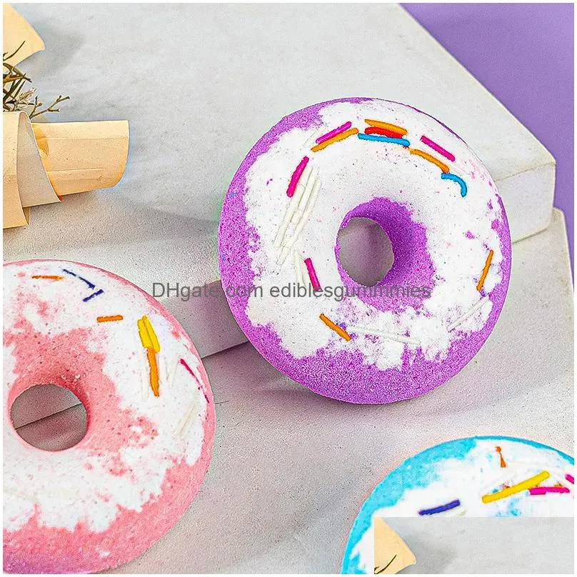 bath bomb handmade natural fizzy luxury spa bath fizzers aromatherapy body care colorful candy donut bath bomb for kids