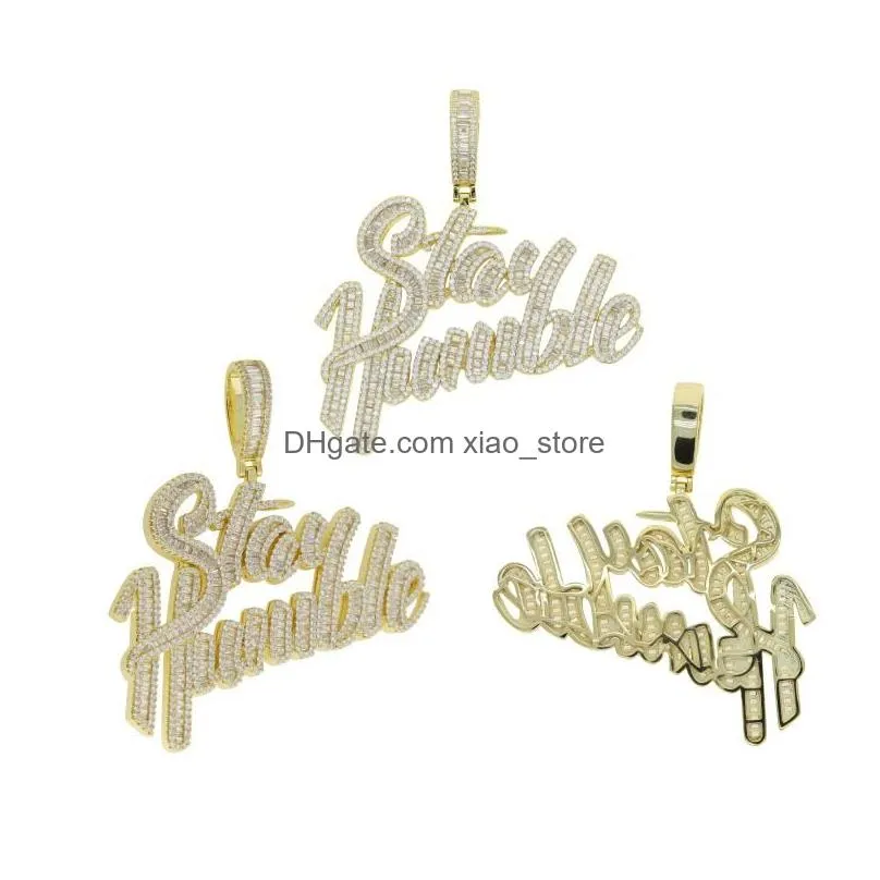 chokers stay humble pendant necklace full paved out bling 5a cz hip hop rapper men high quality jewelry7161440