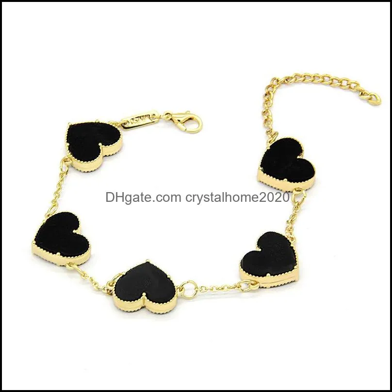  trendy rainbow color heart charm bracelet gold plated jewelry for women gift