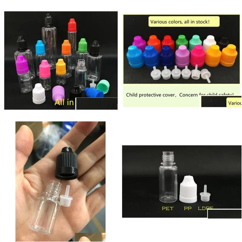 Packing Bottles Wholesale Pet Needle Bottle 5Ml Plastic Dropper Clear 5 Ml E Liquid For E-Juice 13 Colors Drop Delivery Office School Dhnsf