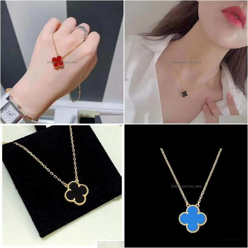 necklaces 2023 van clover necklace fashion flowers fourleaf clover cleef womens luxury designer necklaces jewelry 01