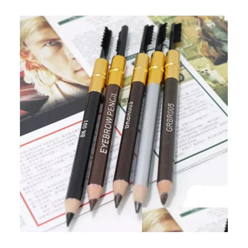 waterproof eyebrow pencil with brush make up leopard eyeliner maquiagem 5 colors shadow to eyebrow metal makeup tool