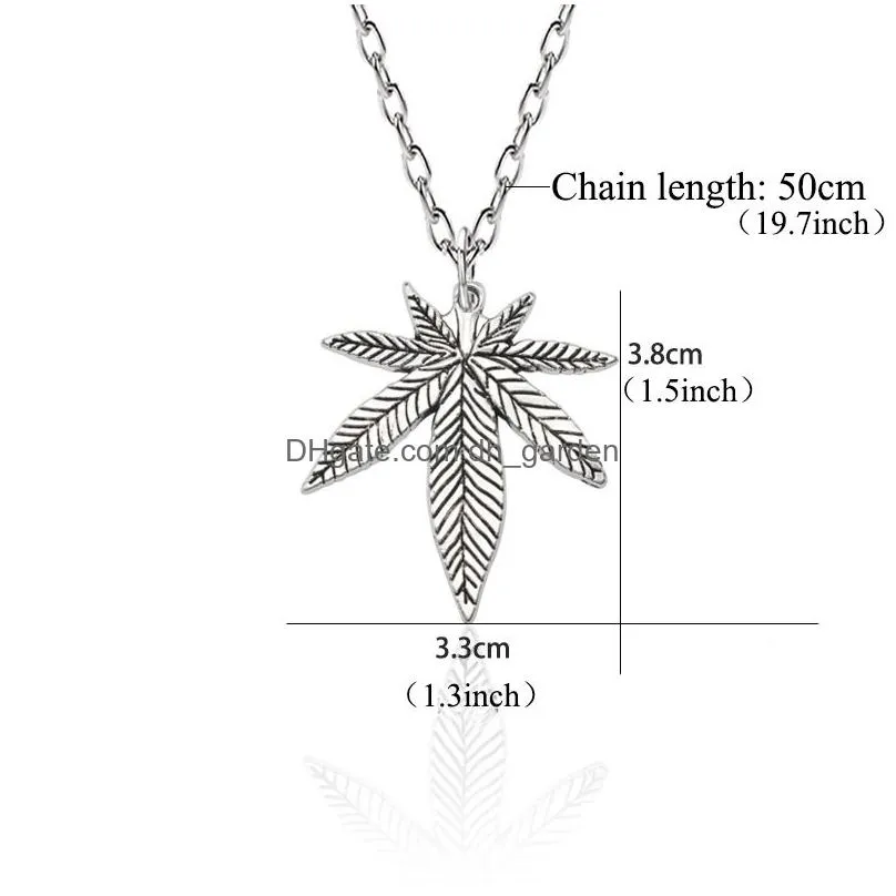 Fashion Maple Leaf Pendant Necklace for Women Men Gold Silver Black Color Boho Necklace Hip Hop Charm Alloy Chain Jewelry Wholesale