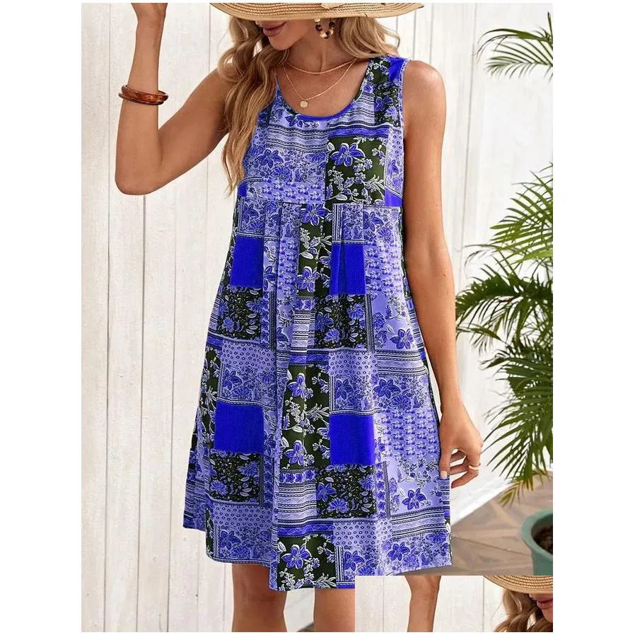 2024 spring and summer european and american cross -border womens womens trend printing dress women