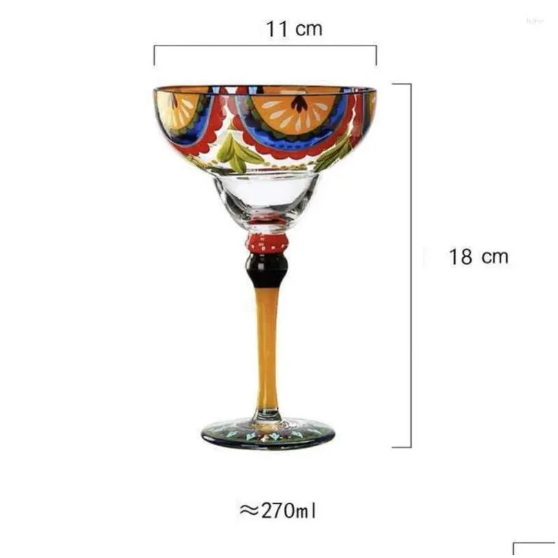 wine glasses creative margarita 270ml handmade colorful cocktail cup europe goblet champagne bar party home drinkware