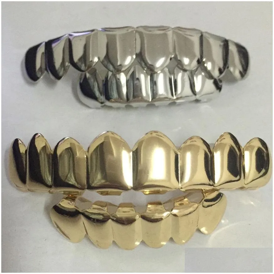 halloween black silver gold iced out cz mouth teeth grillz caps top bottom grill set men women vampire grills rock punk rapper accessories for men hiphop