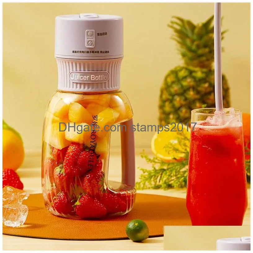 portable electric juicer 1l large capacity fruit juice cup smoothie blender 4000mah wireless fruit mixers orange squeezer