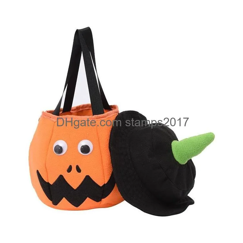 led light halloween trick or treat bucket pumpkin candy bags thanksgiving party decoration