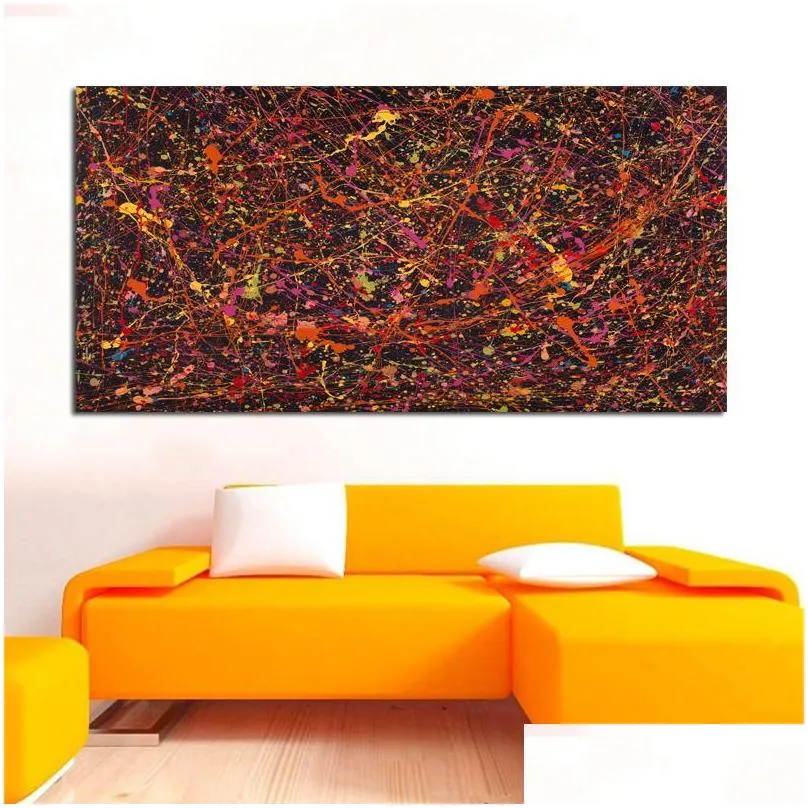 Paintings Large Size Wall Art Canvas Painting Abstract Poster Jackson Pollock Picture Hd Print For Living Room Study Decoration Drop D Dhn6Z