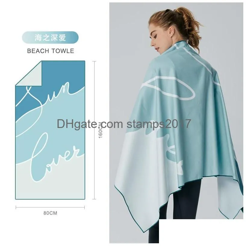 double-sided printing fleece beach towel water absorbent sports quick-drying beach towel soft yoga swimming bath towels 80x160cm