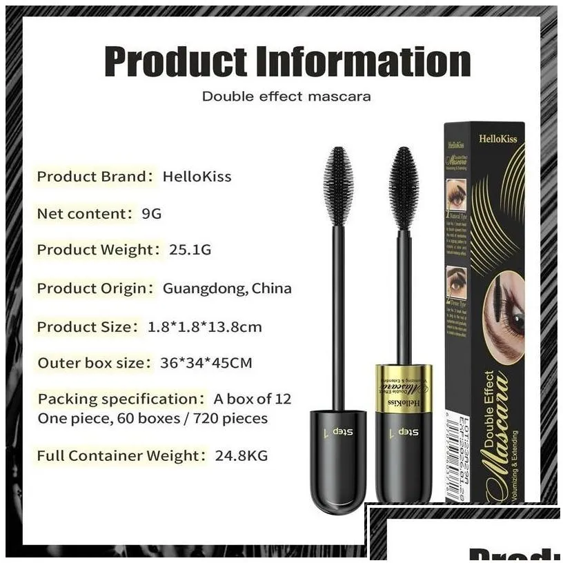 mascara new sunflower double effect waterproof eye black volume mascara cosmetics makeup drop delivery health beauty makeup eyes dhgpd