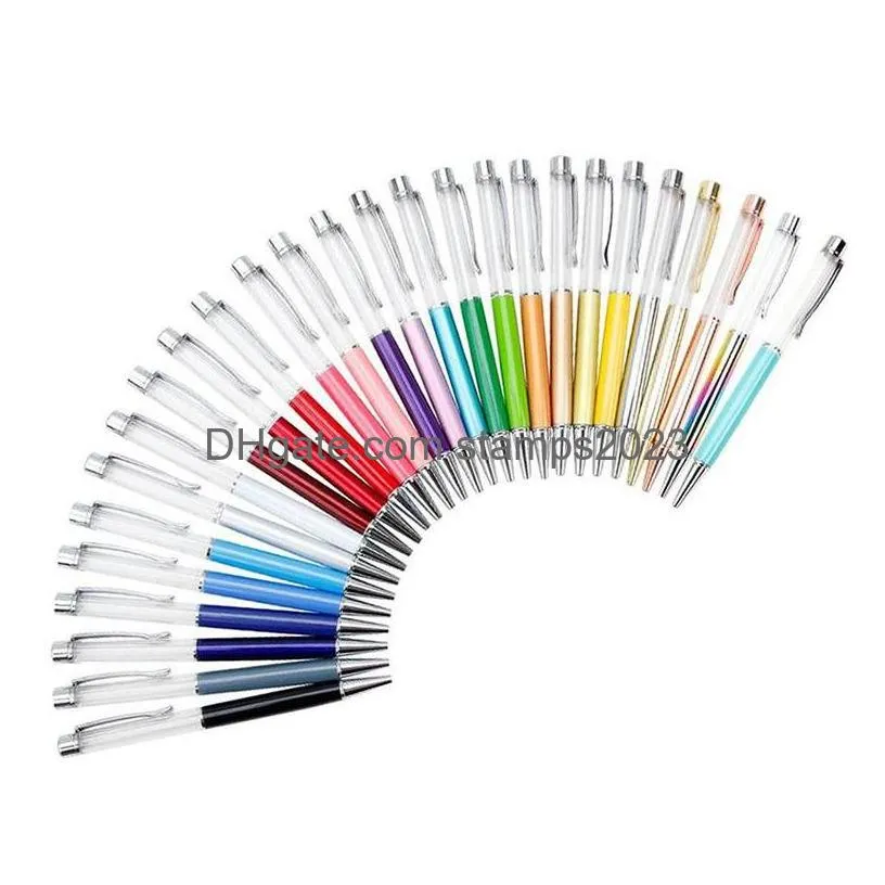 wholesale diy empty stick pens 2-in-1 slim crystal diamond ballpoint pens glitter stylus touch pen