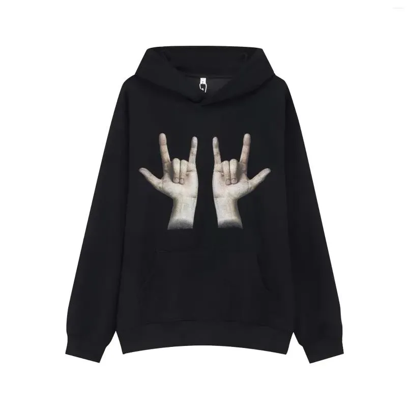 men`s hoodies fashion high street oversized hip hop finger printed streetwear sweatshirt loose fit y2k pullover hoody hooded tops