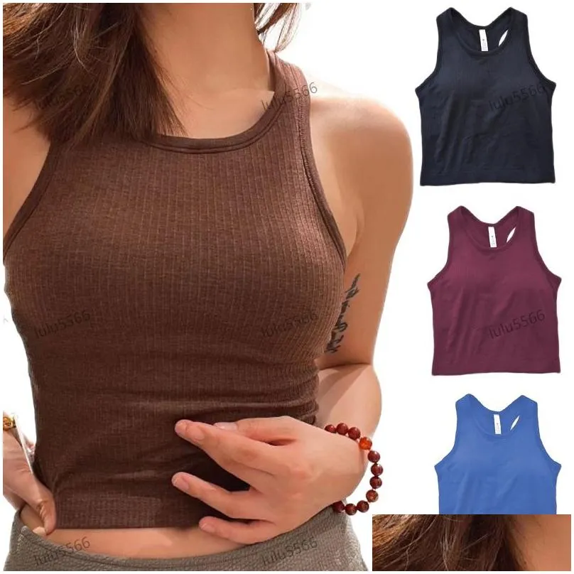 lu-2024 ebb to street yoga bra align tank womens sport top classic fitness butter soft tank gym crop yoga vest beauty back shockproof with removable chest