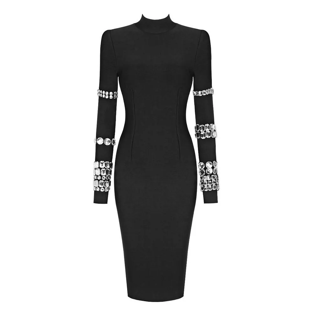 100 2023 runway dress spring autumn dress brand same style empire crew neck long sleeve black womens dress fashion moduofe