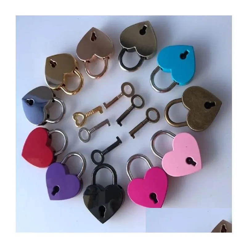 heart shape padlocks vintage old antique style mini padlocks with key lock for travel wedding jewelry box diary book suitcase party