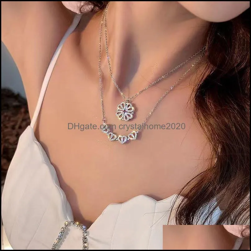 sterling sier 925 clover necklace four leaf heart shape pendant necklace for women hart luxury jewelry sale drop 