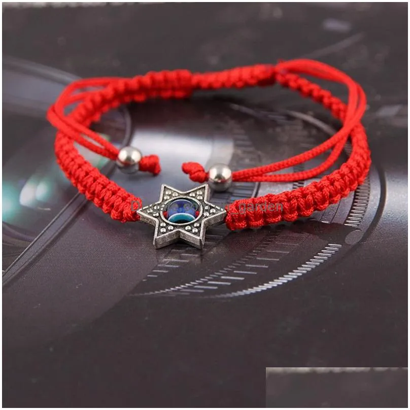 Fashion Handmade Red String Hamsa Hand Evil Blue Eye Star Charm Bracelet For Women Men Couple Lucky pPeaceful Boho Festival Chic