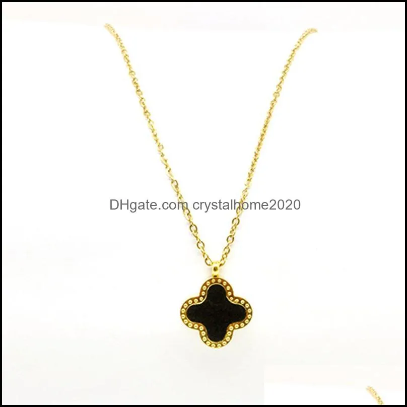  trendy 18k gold double side red black clover pendant necklace jewelry for women gift