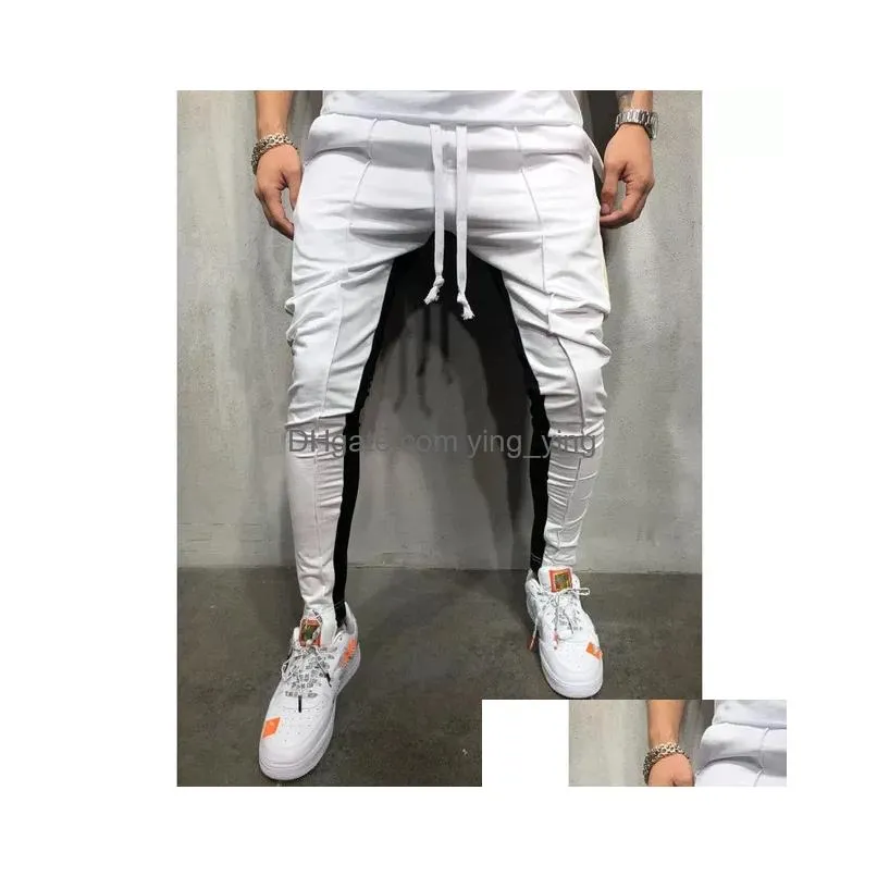 men039s pants stripe gym cargo combat trousers tracksuit bottoms skinny joggers sweat track 2022work6387479