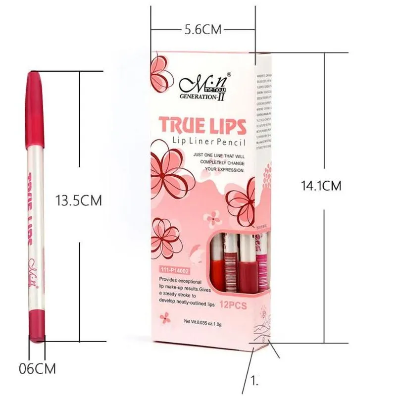 hot selling menow p14002 lip liner 12 color mixed color waterproof lipstick cosmetics lips pencil pen makeup gift for women