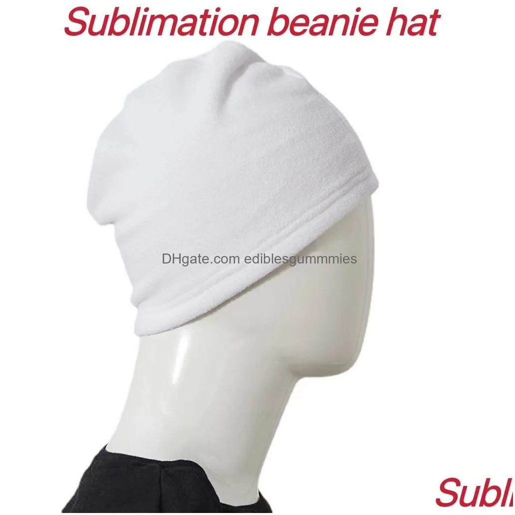 sublimation winter polar fleece beanie hat party supplies fashion adult baby skull cap heat transfer diy blank white hat