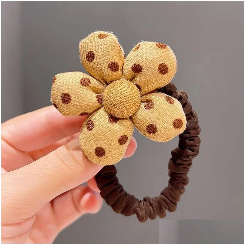 new children`s milk coffee color hair headband fabric flower loop hair rope without hurting band headwear girl`s jewelry