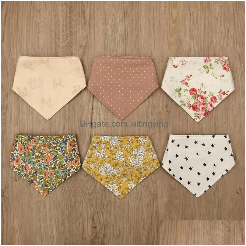 hair accessories born double side floral print bibs boys girls waterproof cotton linen saliva towel bandana scarf baby shower gifts