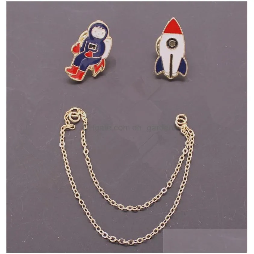 2019 Creative Design Enamel Planet Earth Astronauts Brooches for Kids Women 3 Style Clothes Badges Brooches Pin