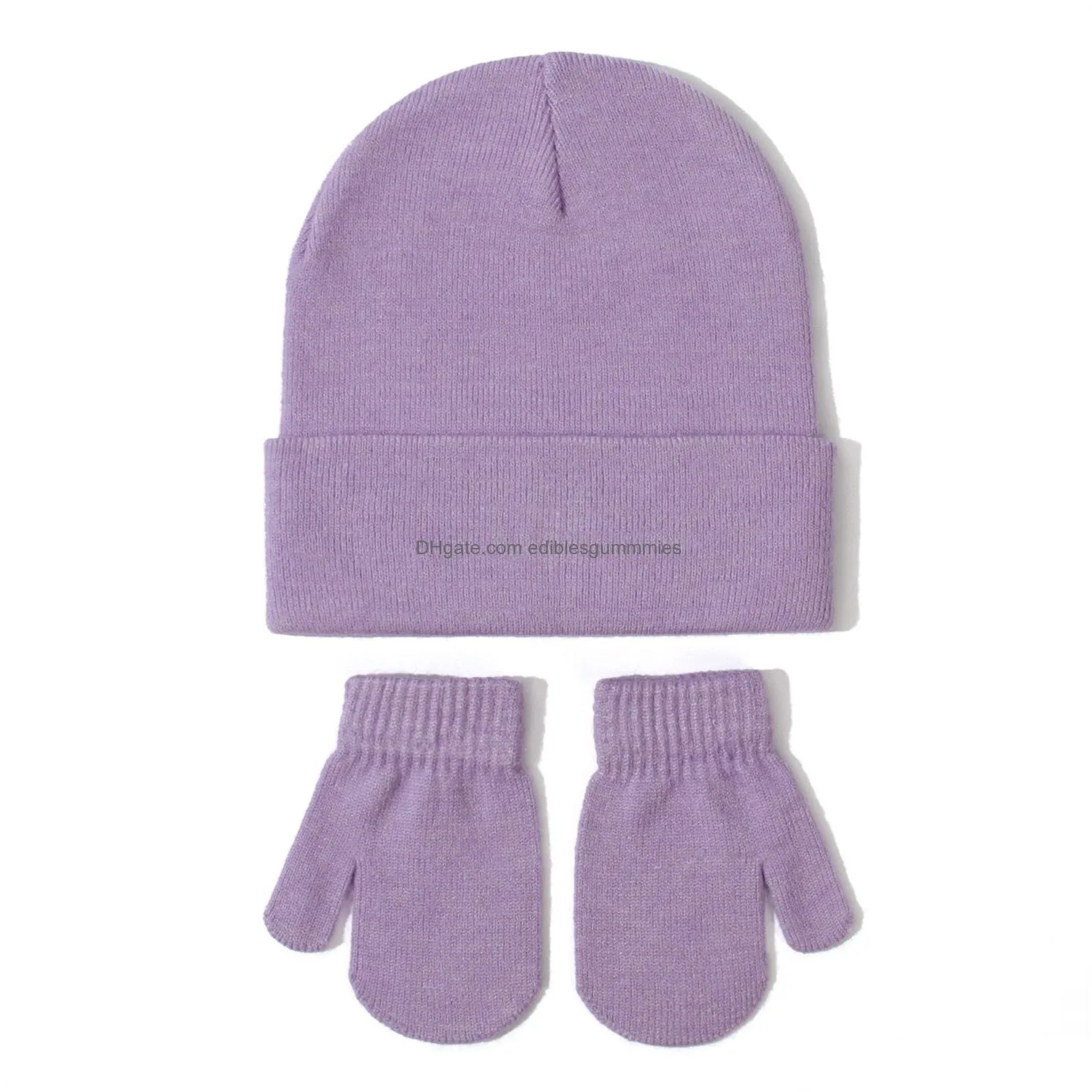 baby kids knitted hat winter glove set beanie hat party supplies fashion skull cap diy blank white hat ups