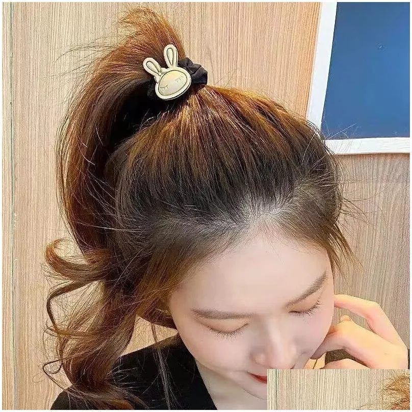 rabbit ear head hair band south korea`s new headband rope net red popular high elastic hair rope high horsetail small intestine hair loop hair