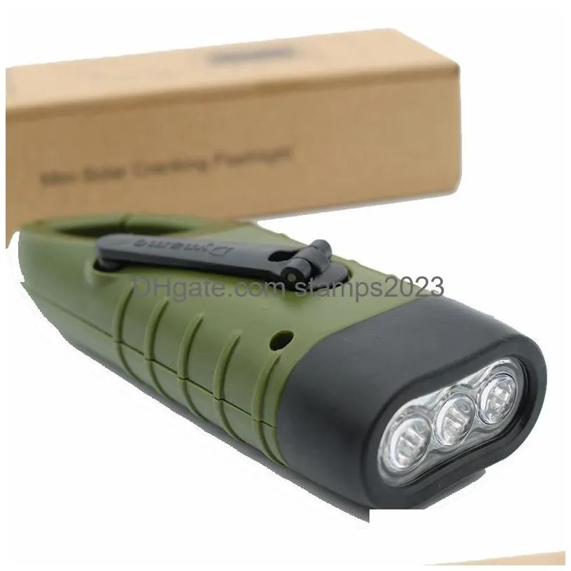 wholesale mini emergency hand crank dynamo solar flashlight rechargeable led light lamp charging powerful torch for outdoor camping