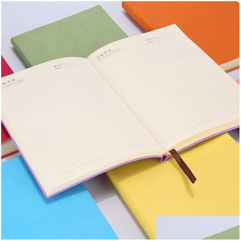 wholesale high quality a5 simple classic solid notepads soft leather pu journal notebooks daily schedule memo sketchbook home school office supplies gifts 10