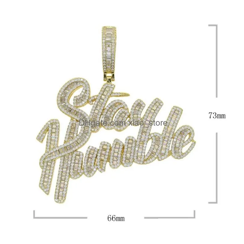 chokers stay humble pendant necklace full paved out bling 5a cz hip hop rapper men high quality jewelry7161440