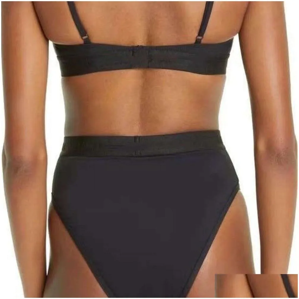 summer beach bikini designer swimwear womens fashion letter split bikini set luxury sexy solid color top two piece set