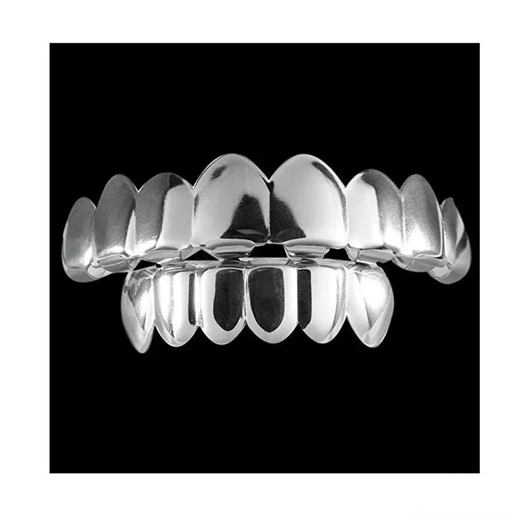 halloween black silver gold iced out cz mouth teeth grillz caps top bottom grill set men women vampire grills rock punk rapper accessories for men hiphop