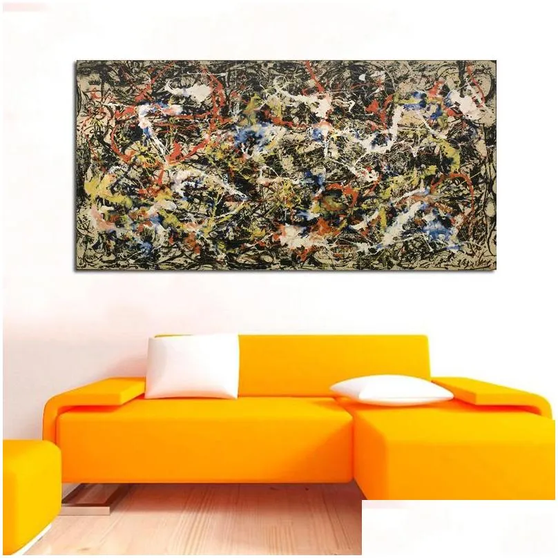 Paintings Large Size Wall Art Canvas Painting Abstract Poster Jackson Pollock Picture Hd Print For Living Room Study Decoration Drop D Dhn6Z