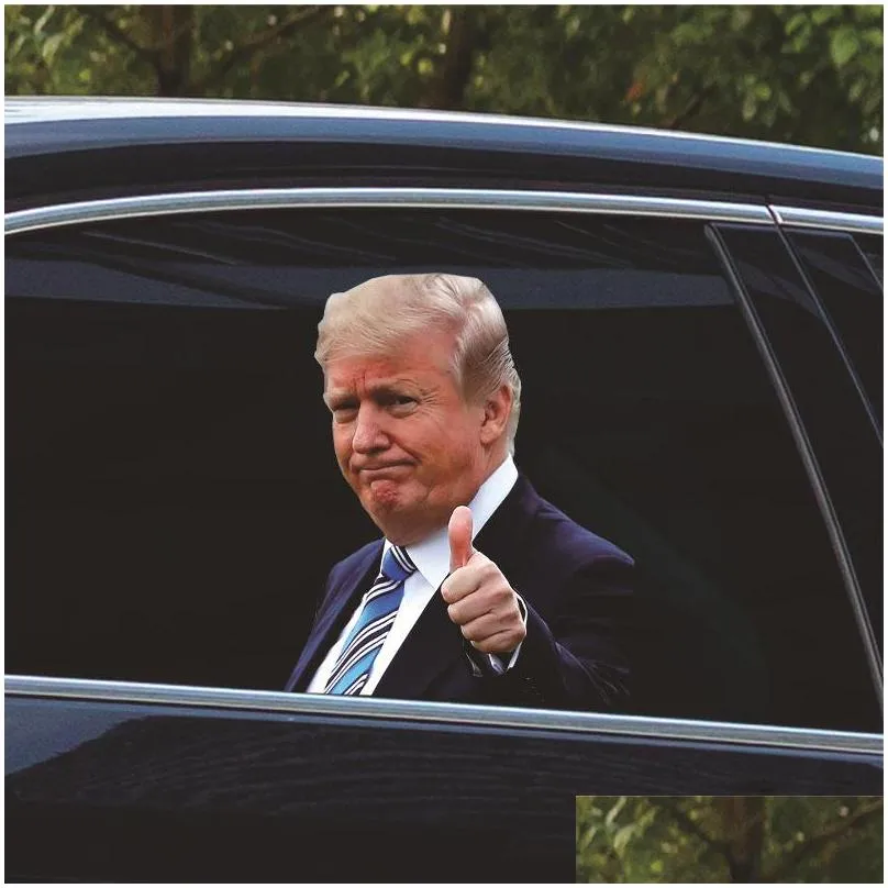 Banner Flags 25X32Cm Trump 2024 Car Sticker Banner Flags Party Supplies U.S. Presidential Election Pvc Cars Window Stickers Drop Deliv Dhjar